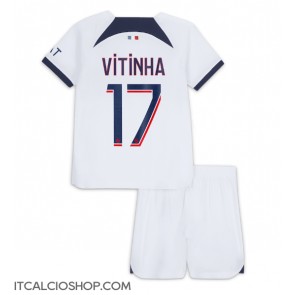 Paris Saint-Germain Vitinha Ferreira #17 Seconda Maglia Bambino 2023-24 Manica Corta (+ Pantaloni corti)